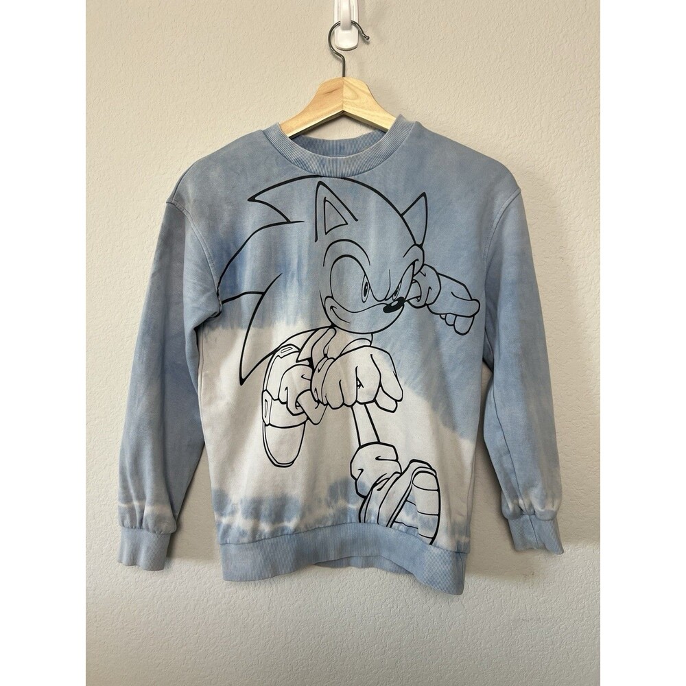 H&M Sonic the Hedgehog Light Blue Tie Dye Graphic Sweatshirt Kids Size 8-10